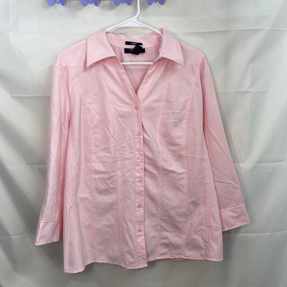 Style & Co women's‎ light pink button down collared long sleeve stretch shirt 18